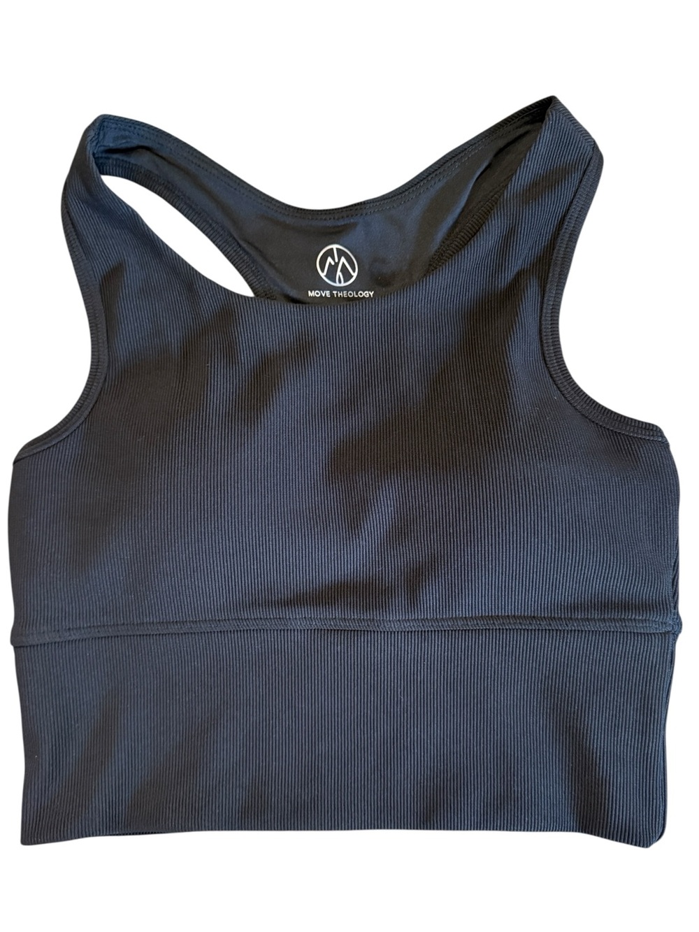 Move Theology XS Black Ribbed Racerback Sports Bra